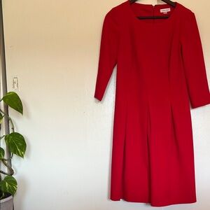 Calvin Klein Vibrant Red Long Sleeve Dress